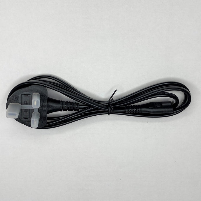 UK Plug to C7 Fig 8 socket power lead 2 meters Black