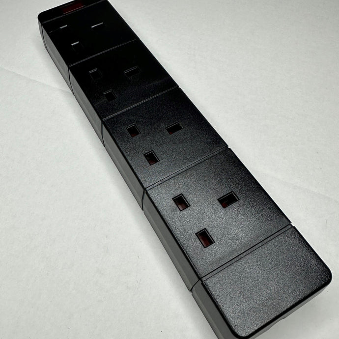 4 Gang Trailing UK Socket Black.