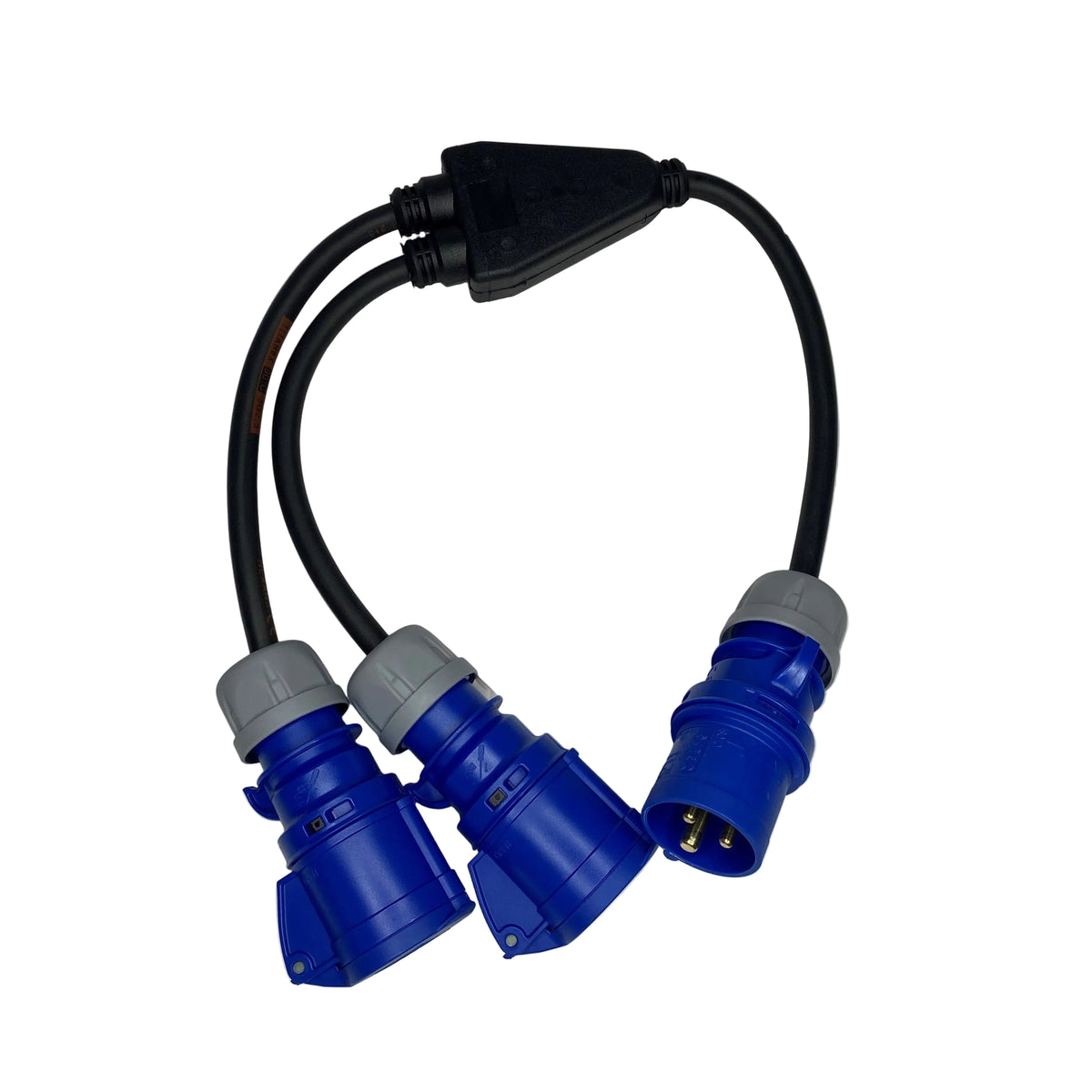 Commando Socket Splitters Rubber Y Splitter with 230 Volt 2P+E IP44 PCE Plug and Connectors – Mcc ...