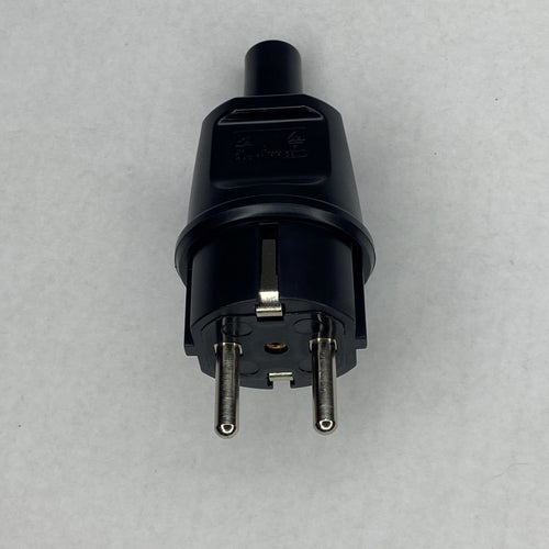 IP44 rated Re-Wireable Straight  German Schuko Plug Black. CEE 7/4 (Kaiser 514/sw)
