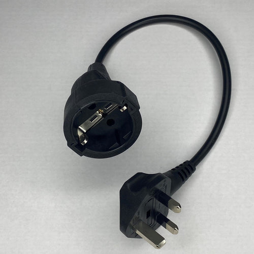 UK5 amp fused Plug to Schuko  CEE7/3 Socket adaptor cable 400mm