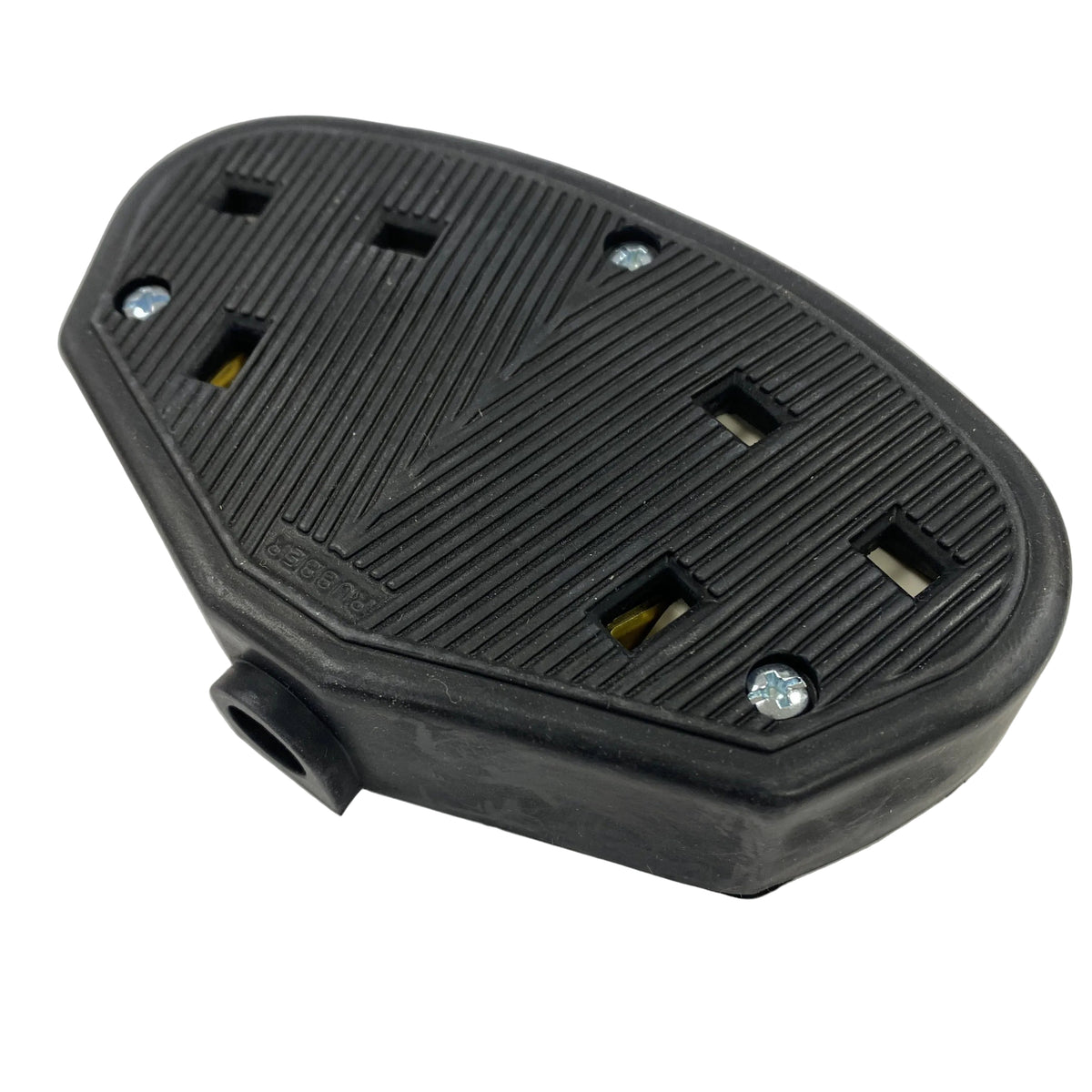 2 Gang Rubber Trailing UK Socket Black. – Mcc Power Accessories
