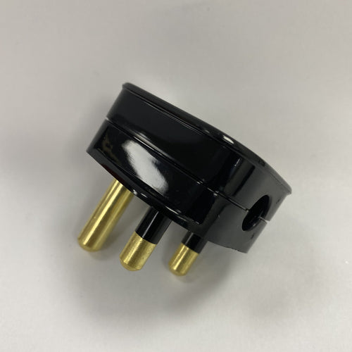 Black 15 Amp 3 Pin Round Pin Plug BS546