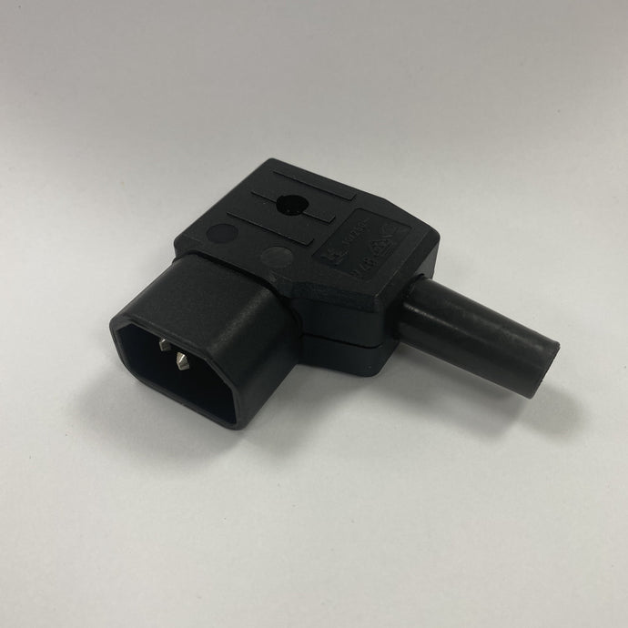 Re-Wireable Left Angle  C14 Plug Black. (Kaiser 748)