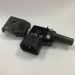 Re-Wireable Left Angle  C14 Plug Black. (Kaiser 748)