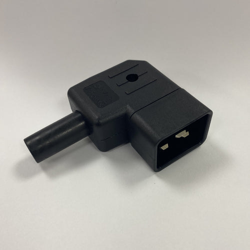 Re-Wireable Right Angle C20 Plug Black. (Kaiser 745/SW)