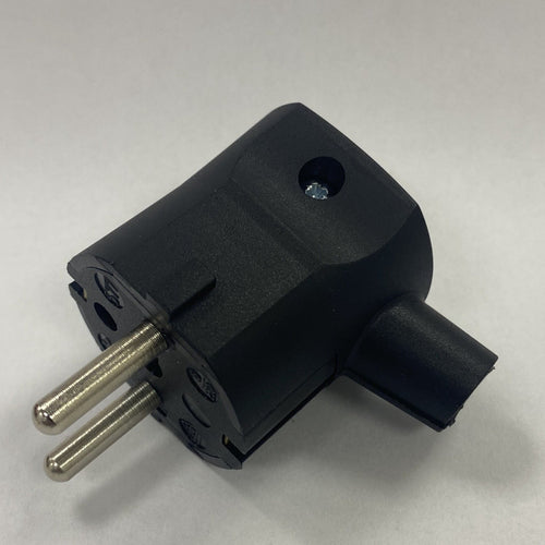 Re-Wireable Right Angle Schuko Plug Black. (Kaiser 577)