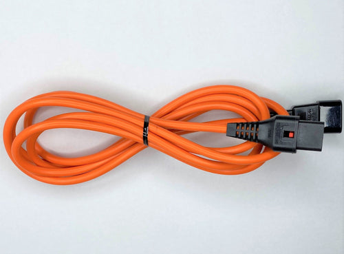 C14 IEC to locking C13 IEC lead Orange 2.5M
